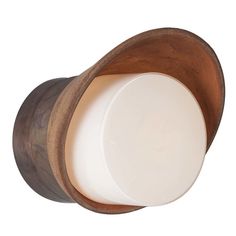 a wooden bowl with a white plate in it