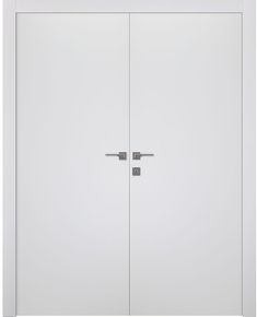 an open white door with two handles on each side and one handle at the top