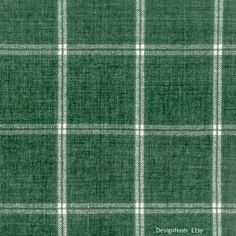 Each yard costs less as you order more! Swatches are available too. Yardage ships free of charge!  Enjoy tradition and comfort with this green and white plaid fabric suitable for multi-purpose use including heavy use upholstery.  Fabric width: 54" Fiber: 100% polyester Vertical pattern repeat: 3.5"   Horizontal pattern repeat: 3.5" Durability: withstands 51,000 double rubs in the Wyzenbeek test method. (rated for heavy duty) Flame retardancy classification: UFAC class 1, CATB 117-2013 Flat Pattern, Vertical Pattern, Paper Printable, Flats Patterns, Pattern Repeat, Plaid Fabric, Green Plaid, Nashville Tn, Fabric Width