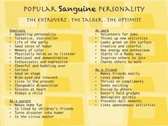 Sanguine Innocent Love, Extroverted Introvert, The Big Four