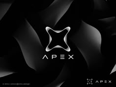 the apexx logo is shown on a black and white background with an abstract design