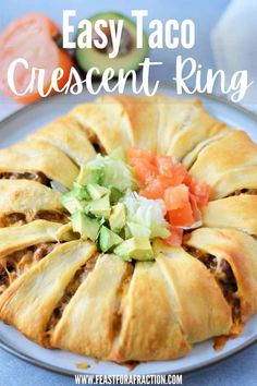 an easy taco crescent ring on a plate