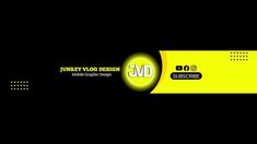 a yellow and black business card with the words journey vlog design on it's side