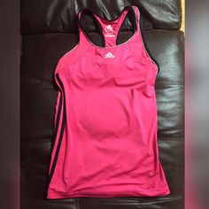 Size Small. There's Like A Bra Strap Built In For Cup Support. Worn Few Times Athletic Fit Three-stripe Activewear For Sports Events, Adidas Three Stripes Tops For Gym, Adidas Sporty Top For Training, Adidas Sports Tops With Go-dry Technology, Athleisure Sports Top With Three Stripes, Sporty Workout Tops With Three Stripes, Adidas Fitted Training Tops, Adidas Moisture-wicking Tops For Workout, Adidas Moisture-wicking Workout Tops