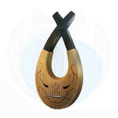 a wooden instrument with an artistic design on it's side and the words lar's lyve written below