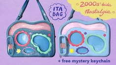 2000s Kids Nostalgia, Ita Bag Ideas, Kids Nostalgia, Bag Design Ideas, Ita Bags, Pin Bag, Ita Bag, Bag Pins, Yokai Watch