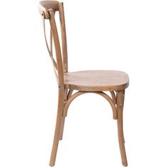 a wooden chair with a curved back and seat