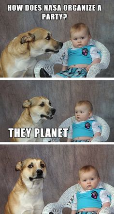 a baby and a dog sitting next to each other on top of a chair with caption