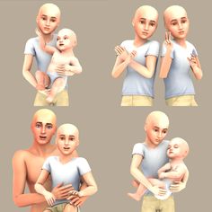 multiple poses of a man holding a baby