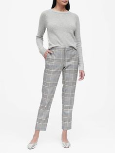 Avery Straight-Fit Plaid Ankle Pant | Banana Republic Fall Business Casual Cropped Leg Dress Pants, Fall Cropped Leg Business Casual Dress Pants, Cropped Leg Dress Pants For Business Casual In Fall, Fall Cropped Leg Dress Pants For Business Casual, Spring Workwear Pants With 5-inch Inseam, Office Pants Cropped Leg For Fall, Office Cropped Leg Pants For Fall, Office Wear Cropped Leg Pants For Fall, Ankle Pants