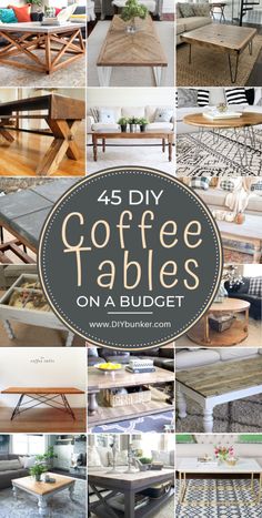 Here are the best cheap DIY coffee table ideas and plans for your living room. These coffee tables make great hidden storage and maximize small spaces. Unique Outdoor Coffee Table Ideas, Hairpin Coffee Table Diy, Farmhouse Coffee Table Diy, Diy Square Coffee Table, Modern Coffee Table Ideas, Diy Round Coffee Table, Coffee Table Makeover Diy, Diy Coffee Table Ideas, Round Coffee Table Diy