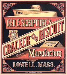 an old poster advertising cracker and biscuit manufacturing