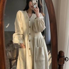 Beautiful Elegant Corduroy Dress With Pockets! Super Comfortable Minimalist Style Loose Style That Falls Nicely To Fit Accordingly Summer Spring Fall Winter Fashion Long Dress Elegant, Vintage Long Dress, Long Dresses Elegant, Winter Vintage, Lantern Sleeve Dress, Ribbed Dress, Elegant Dresses For Women, Corduroy Dress, Dresses Elegant