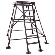 the ladder is made from steel and has four steps on each side, which are also attached to one another