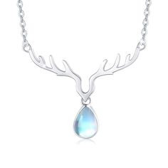 PRICES MAY VARY. 【Deer Moonstone Necklace Design】Deer means wealth and power, and symbolizes the pursuit and yearning of the owner. In addition, moonstone can bring luck to people, has the ability to protect, and symbolizes health, wealth and longevity. Wear the Moonstone Deer Necklace to express your best wishes 【Sterling Silver Moonstone Necklace】Deer necklace made of 925 sterling silver and moonstone. hypoallergenic, tarnish resistant,nickel-free,lead-free,cadmium-free,suitable for long-term Deer Necklace, Antler Pendant, Rainbow Moonstone Jewelry, Silver Swan, Antler Necklace, Moonstone Pendant Necklace, Moonstone Stone, Great Gifts For Women, Moonstone Necklace