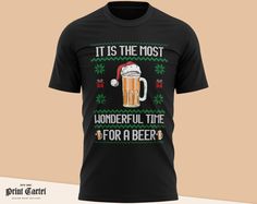 "Most Wonderful Time For A Beer Christmas T Shirt, Fair Isle Christmas Top for Men, Funny Xmas T Shirt Tshirts Top Tee Gift Gifts Premium Cotton Quality Official Print Cartel Branded Mens short sleeved round crew necked t-shirt. 100% Cotton. Print Cartel Designs | This design was created in house by our team of designers and then printed in our state of that printing facility.  Sizing: Small (34/36\" Chest)  Medium (38/40\" Chest) Large (42/44\" Chest)  XL (46/48\" Chest)  XXL (50/52\" Chest)  3XL (54/56\" Chest)  Check the size guide in the product images" Fair Isle Christmas, Beer Christmas, Christmas Tops, Funny Xmas, Going Back To School, Personalized Books, Christmas Tees, Christmas T Shirt, Personalize Bag