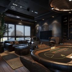 a casino table in the middle of a living room