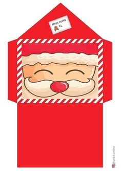 a red envelope with a santa claus face on it