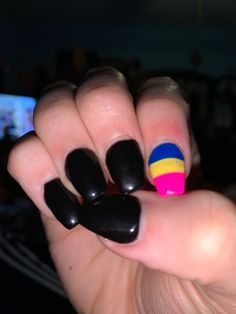 Pansexual Coffin short nails(optional) Pansexual Pride Nails, Pansexual Tattoo, Lgbt Nails