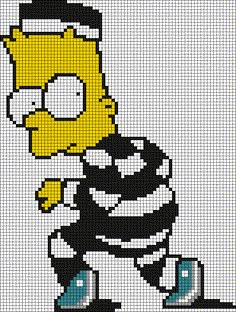 the simpsons character is depicted in this pixellated cross - stitch pattern, which has been created