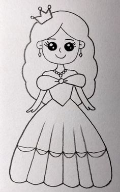 a drawing of a girl in a princess dress