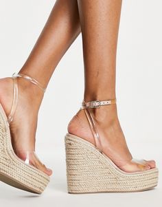 Wedges by ASOS DESIGN Hit new heights Adjustable ankle strap Pin-buckle fastening Open toe Rope midsole Platform sole High wedge heel Formal Wedges, White Wedge Sandals, Wedge Espadrilles, High Wedges, High Heel Wedges, Womens Sandals Wedges, Wedge Heel Sandals, Platform Wedge Sandals, Womens Wedges