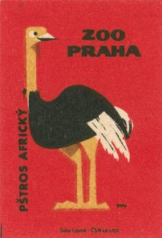 a stamp with an image of a large bird on it's head and the words zoo praha