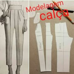 an image of a woman's sewing pattern with the words modellagam calca on it