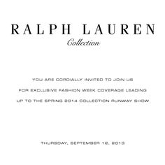 a white card with the words ralph lauren collection written in black and white on it