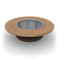 a round wooden table with an opening in the center