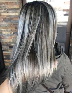 Ash Grey Hair Color Ideas for Spring Season 2018 Brown Hair With Ash Blonde Highlights, Ash Gray Hair Color, Ash Grey Hair, Ash Blonde Highlights, Silver Hair Color, Dark Hair With Highlights, White Highlights, Silver Grey Hair