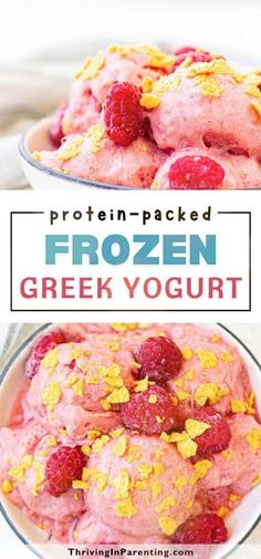 frozen greek yogurt with raspberries and pistachio