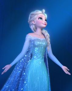 an image of a frozen princess in blue dress with her hands out to the side