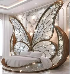 Staircase Bathroom, Butterfly Bed, Dragon Bedding, Butterfly Home Decor, Floor Screen, Butterfly Bedding, Amazing Bedroom Designs, Fantasy Furniture, Unusual Furniture