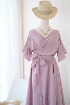 Purple Mauve Bridesmaid dress Mauve Dress Mauve Bridesmaid | Etsy Wedding Dress Short Sleeve, Flowy Bridesmaid Dresses, Midi Dress Wedding, Feminine Party, Mauve Bridesmaid, Mauve Bridesmaid Dress, Wedding Dress Short, Wrap Dress Midi, Yellow Lace Dresses