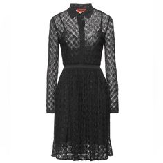 Missoni Black Lace Dress. Composition: 97% Silk, 3% Elastane, Viscose, Cup To Details: Lace, Lam, No Appliqus, Solid Color, Classic Neckline, Long Sleeves, Slip To Line, Button Closing, No Pockets, Stretch, Trapeze Style, Seamed Waist, Approx. Knee Length, Front Buttons, Cami-Style Liner, Made In Italy Color: Black W Silvery Flecks Size: It 40 / Usa 4 Shoulders: 14.5" Chest: 36" Sleeve/Shoulder Seam To Hem Bottom: 25" Waist: 24" Hip: 34" Length/Collar To Hem Bottom: 39" Pristine/Nwt Elegant Long Sleeve Lace Dress For Evening, Luxury Black Lace Evening Dress, Luxury Lace Party Dresses, Luxury Fitted Lace Dress, Luxury Evening Midi Dress, Luxury Fitted Lace Dress For Cocktail, Designer Long Sleeve Cocktail Dress, Elegant Lace Dress For Date Night, Designer Long Sleeve Party Dresses