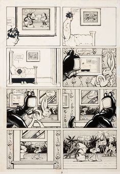 an old comic strip with black and white drawings on it's pages, including the interior