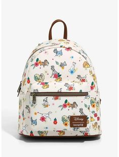 Loungefly Disney Pets & Florals Mini Backpack. Condition is "New with tags". Shipped with USPS Priority Mail. No Returns Keep your belongings safe with all your favorite Disney pets and this mini backpack! Printed with cats and dogs from The Aristocats, The Lady and the Tramp and more with flowers all around. Featuring a front zipper pocket, top zipper closure, adjustable straps, top carrying handle and inner side pocket. Polyurethane Burnished gold tone hardware Adjustable straps and front zipp The Lady And The Tramp, Disney Purses, Disney Backpack, Loungefly Hello Kitty, Teen Stuff, Stitch Backpack, Disney 50th Anniversary, Disney Cats, Charmmy Kitty