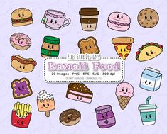 kawaia food clipart set