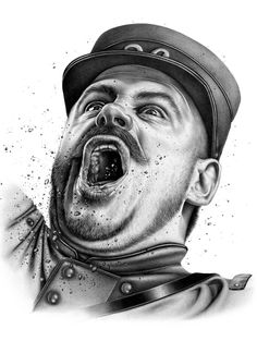 a drawing of a baseball player with his mouth open