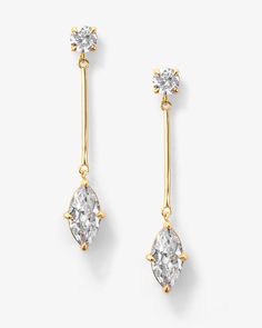 Marquise Diamond Drop Earrings - Gold|White Diamondettes Melinda Maria Jewelry, Marquise Earrings, Wedding Earrings Drop, Cvd Diamond, Diamond Dangle Earrings, Stylish Earring, Diamond Drop Earrings, Diamond Drops, Marquise Diamond