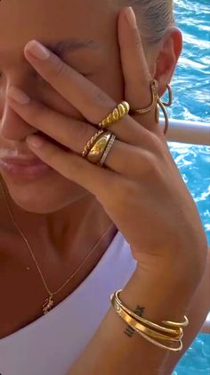 Gold Chunky Rings, Wedding Ring Minimalist, Rings Pack, Thick Rings, Rings Stacking, Gold Girl, Dome Ring, Nail Jewelry