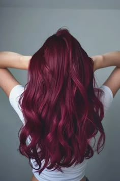 Simple Fun Hair Color Ideas, Dark Red Hair Color Burgundy Purple Fall, Mulled Wine Hair Color With Highlights, Auburn Violet Hair, Dark Bright Red Hair, Peek A Boo Red Hair, Bright Burgundy Hair, Burgundy Hair Plum, Burgundy Purple Hair