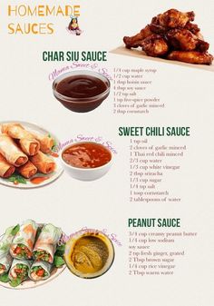 the ingredients for homemade sauces are shown in this graphic above it's description