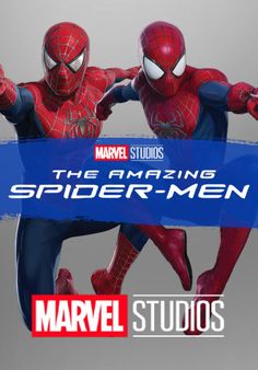 the amazing spider - man movie poster with two men in suits, one is jumping