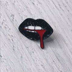 Gothic Black Lips Vampire Lips Blood Enamel Pin/ Brooch Backpack Belts Suspenders, Jacket Fun Gift Coworker Bff Friend Vampire Lips, Black Keychain, Gift Coworker, Tory Burch Earrings, Aviators Women, Festival Hat, Sunglasses Logo, Woven Scarves, Black Lips