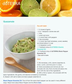 the recipe for guacamole is shown in an email form with oranges and limes around it