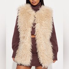 New Without Tags “Sydney” Faux Fur Vest From Fashion Nova In Tan. Open Front Faux Fur Fully Lined Body/Lining: 100% Polyester Size Medium Fashion Nova Jackets, Faux Fur Vest, Faux Fur Vests, Black Vest, Fur Vest, Fashion Nova, Sydney, Faux Fur, Jackets & Coats