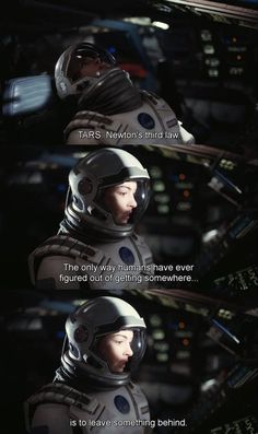 an image of two people in space suits with the caption'tars newton's third law