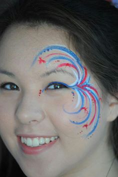 Fireworks - face paint idea. Football Face Paint, Face Painting Images, Diy Face Paint, 4th Of July Makeup, Face Painting Tutorials, Holiday Painting